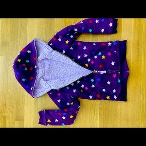 Hanna Andersson Girls Size 6-7 Sherpa Lined Hoodie Sweatshirt